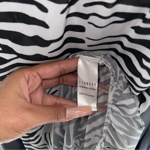 Lioness Mesh Zebra Print Mini Dress in Black White - Picture 11 of 11
